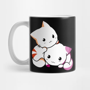 Cuddling Cats in Lesbian Pride Flag Colors Mug